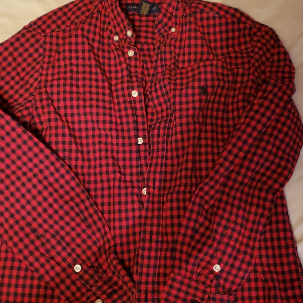 Polo red/navy long sleeve boys size XL
